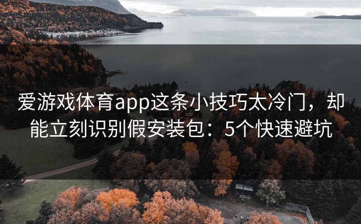 爱游戏体育app这条小技巧太冷门,却能立刻识别假安装包:5个快速避坑 爱游戏体育app这条小技巧太冷门,却能立刻识别假安装包:5个快速避坑