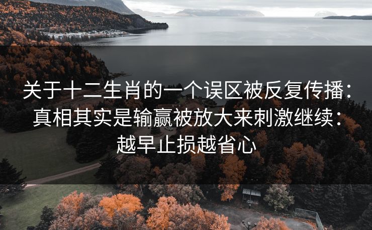 关于十二生肖的一个误区被反复传播：真相其实是输赢被放大来刺激继续：越早止损越省心